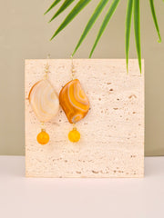Honey Agate Statement Drop Earrings – 14k Gold Plated | Perry Bijoux