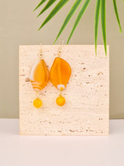 Honey Agate Statement Drop Earrings – 14k Gold Plated | Perry Bijoux
