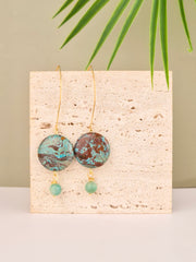 Turquoise & Blue Amazonite Statement Hook Earrings – 18k Gold Plated | Perry Bijoux