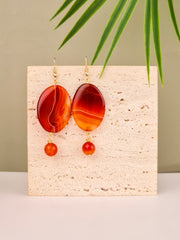 Carnelian Statement Drop Earrings – 14k Gold Plated | Perry Bijoux