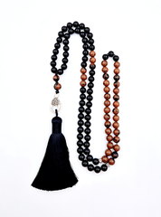 Black Tourmaline & Mahogany Obsidian Prayer Bead Necklace | Perry Bijoux