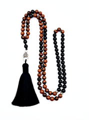 Black Tourmaline & Mahogany Obsidian Prayer Bead Necklace | Perry Bijoux