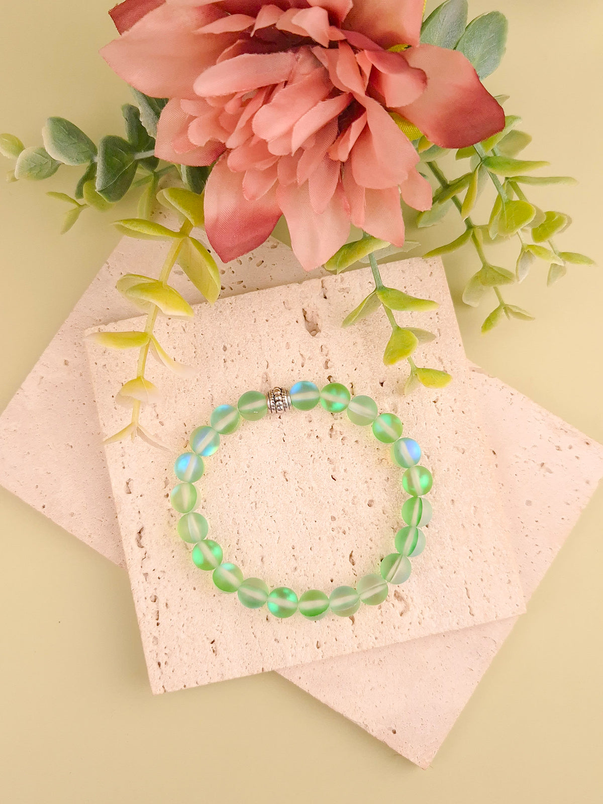 Opal Aura Quartz Bracelet - Green - 8mm