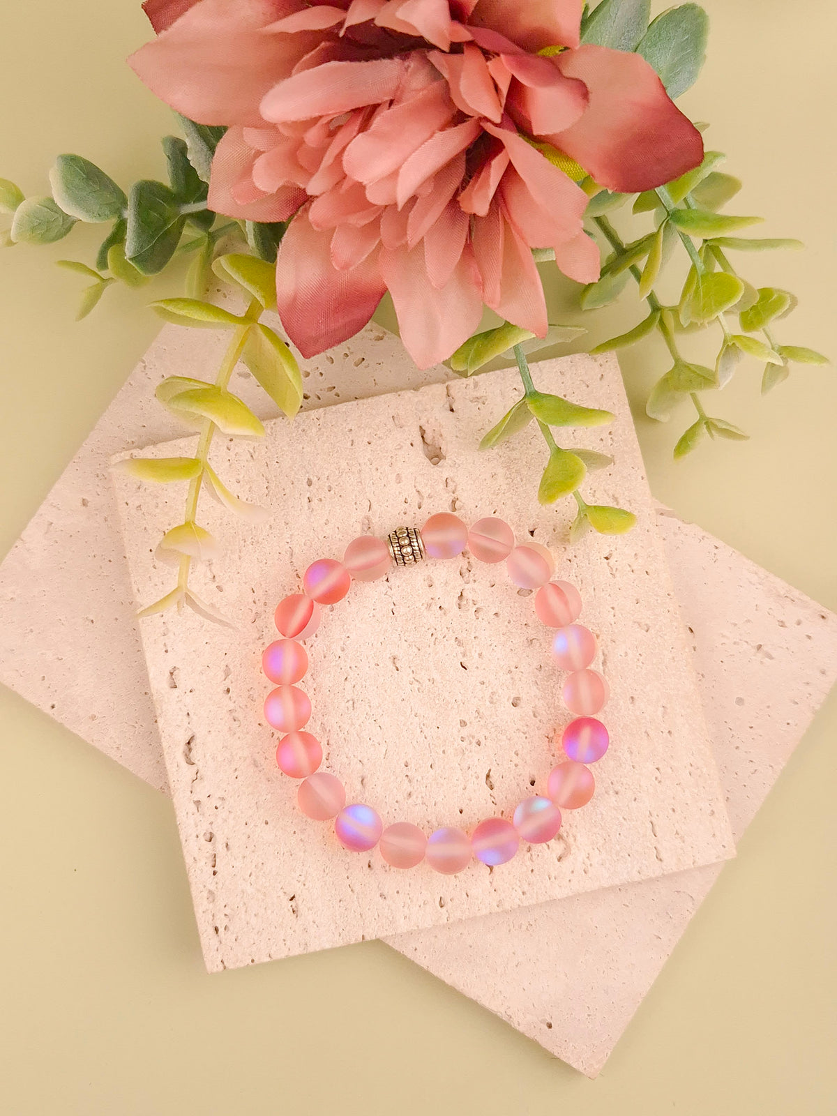 Opal Aura Quartz Bracelet - Pink - 8mm