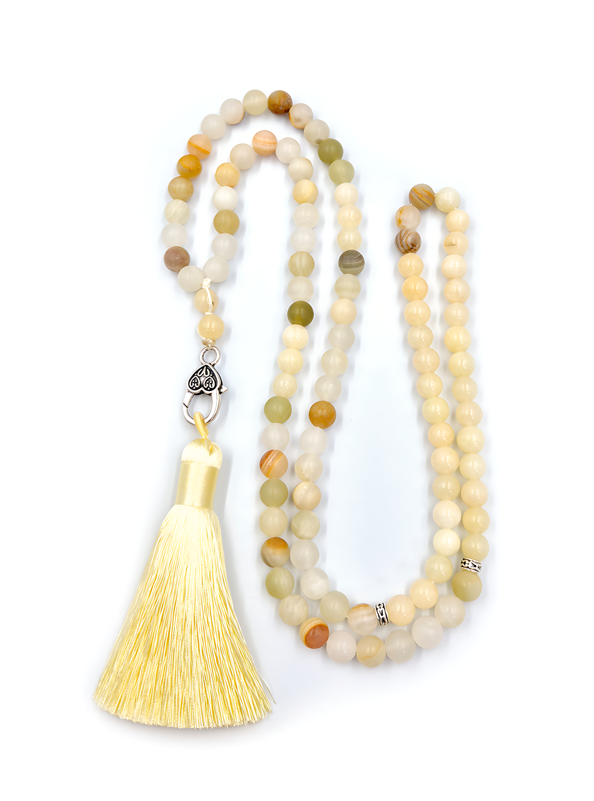Alabaster & Honey Jade Prayer Bead Necklace | Perry Bijoux